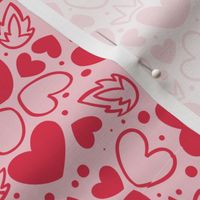 Valentines Day Hearts Mask Pattern Red Light Pink Bolt Doodle Cute, Valentines Day Fabric, Valentines Day - Valentines Day - Valentines Day Fabric