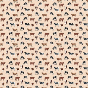 Cows on Peach Pink Pin Stripes - Small
