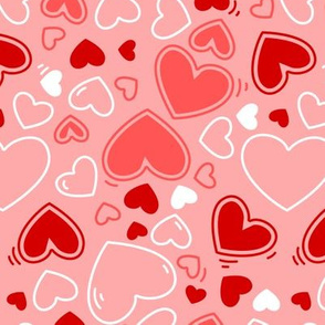 Valentines Day Heart Pattern Red Light Pink, White, Valentines Day Fabric, Valentines Day - Valentines Day - Valentines Day Fabric
