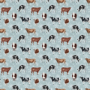 Winter Cows with Snowflakes - Medium