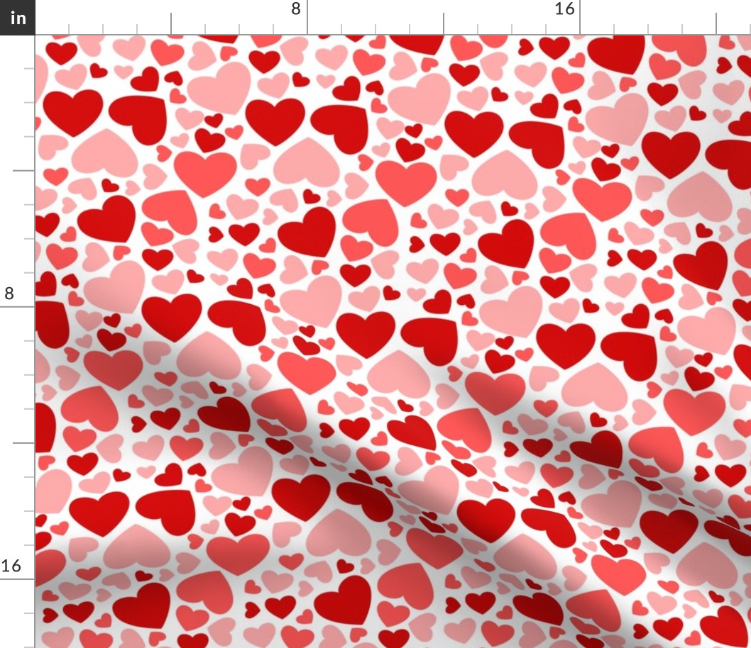 Valentines Day Heart Pattern Red Light Pink White, Valentines Day Fabric, Valentines Day - Valentines Day - Valentines Day Fabric