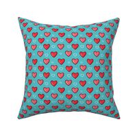 Valentines Day Patter Hearts on Teal Cute, Valentines Day Fabric, Valentines Day - Valentines Day - Valentines Day Fabric