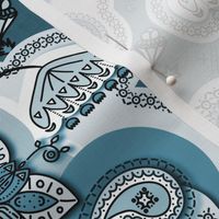 Modern Damask Wallpaper ((Monochrome blue)