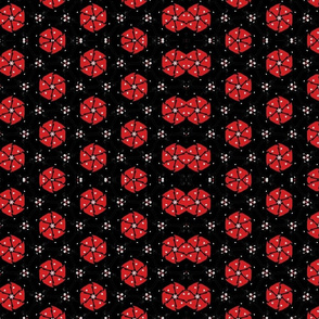 16G_Red & White Poppy on Black_10.5x7.8_Mirror