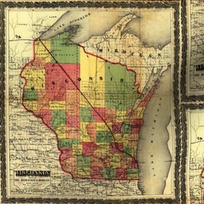 Antique Map of Wisconsin 1857 by vliet