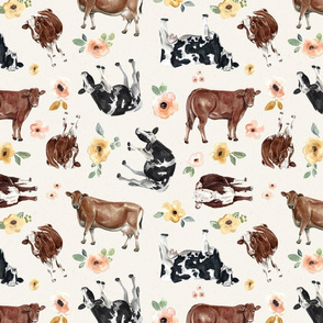 Non-Directional Cows with Flowers - Large