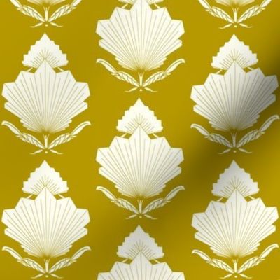 Fan Floral_Ochre/white