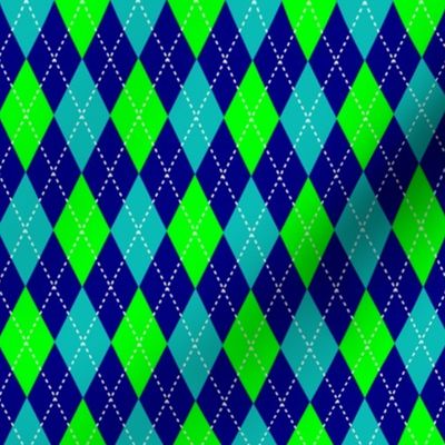 Argyle blue and green