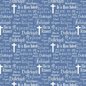 Easter words and crosses blue