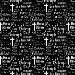 Easter words and crosses dark black and white