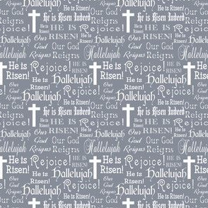 Easter words and crosses dark gray and white