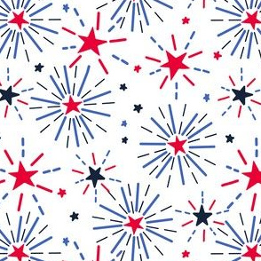 Stars and stripes, fireworks, 4th of July, Independence Day, Patriotic fabric