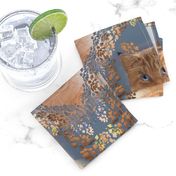 9x12-Inch Repeat of Damask for Cat Lovers in Autumn Woodland