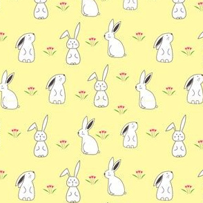Bunnies on pale yellow