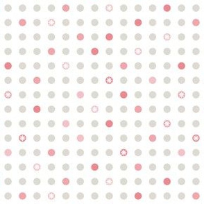 Mid Mod Flowers and Polka Dots- Pink 