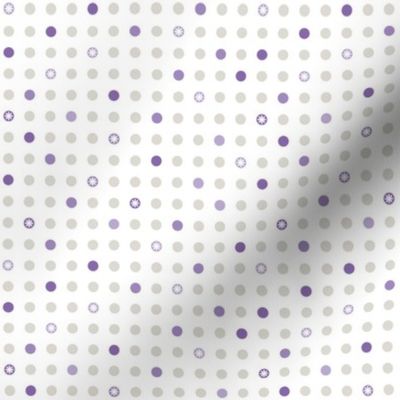 Mid Mod Flowers and Polka Dots - Purple 