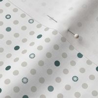 Mid Mod Flowers and Polka Dots - Teal 
