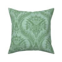 Triceratops Damask - Aqua and green 