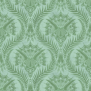 Triceratops Damask - Aqua and green 