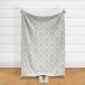 Triceratops Damask - large - silver and cream