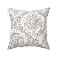 Triceratops Damask - large - silver and cream