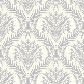 Triceratops Damask - large - silver and cream