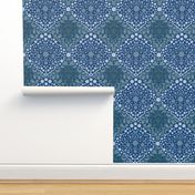 Ocean Sky Reflections, Calm days ahead, modern circle Damask, blue & Green, Medium scale