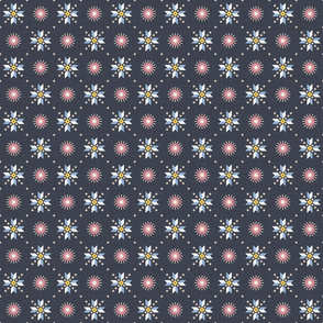 retro stars foulard on dark blue small