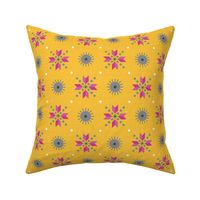 retro stars foulard pink on goldenrod medium