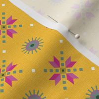 retro stars foulard pink on goldenrod small