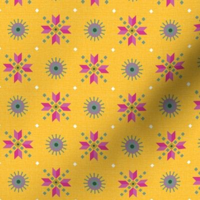 retro stars foulard pink on goldenrod small