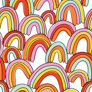 Super colorful rainbows pattern, big scale