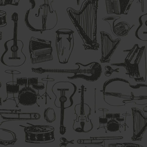 Hand-drawn Instruments black music pattern