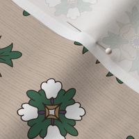 geometric rosette foulard on greige medium