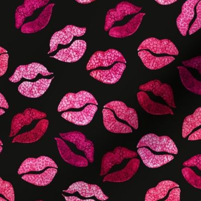 leopard print lips on black . valentines day