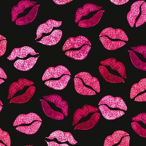 leopard print lips on black . valentines day