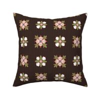 geometric rosette foulard on dark brown large