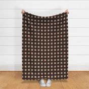 geometric rosette foulard on dark brown large