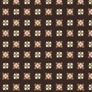 geometric rosette foulard on dark brown | small