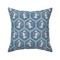 Dino damask blue medium