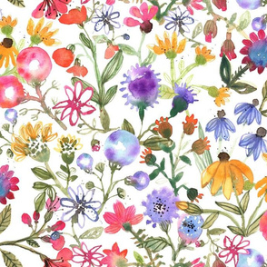 Summer Florals Colorful Watercolor Pattern