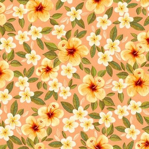 Peach Apricot Hawaiian Floral - small