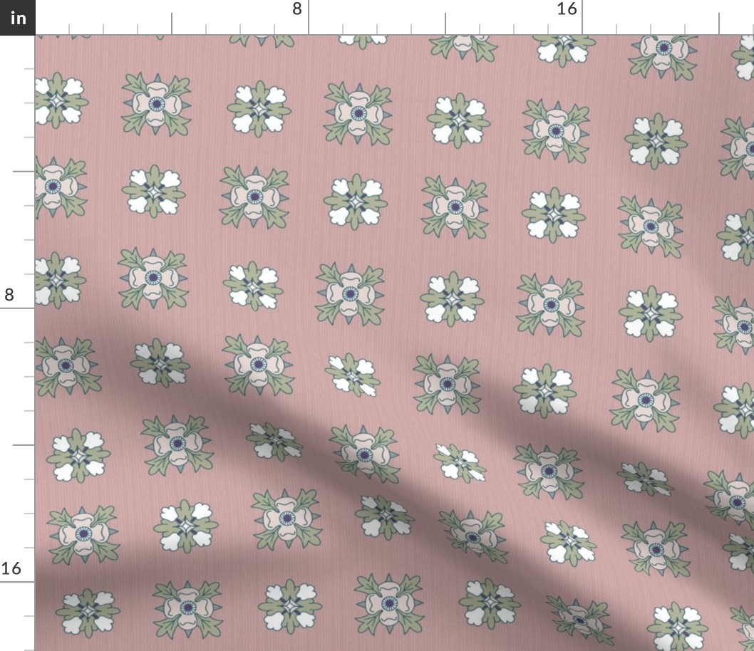 geometric rosette foulard on grayish pink medium
