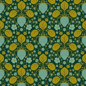 Strawberry Damask Botanical in Mint and Green - Small