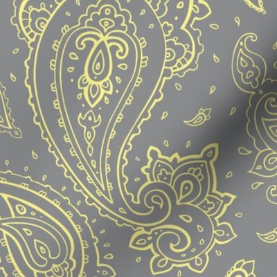 Bandana Paisley Yellow on Gray Design Challenge