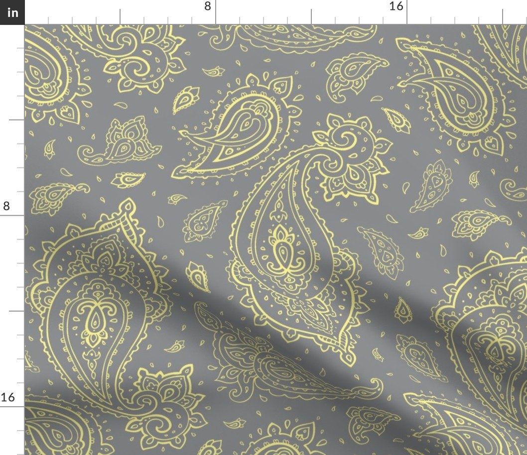 Bandana Paisley Yellow on Gray Design Challenge