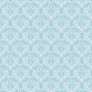 Bobwhite and Thistle, Damask,  Mini, Light Blue