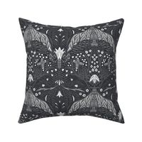 Medium scale- new heights damask- black and grey