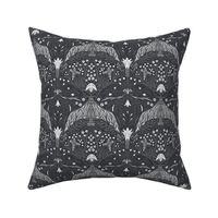 Small scale- new heights damask- black and grey 