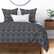 Small scale- new heights damask- black and grey 